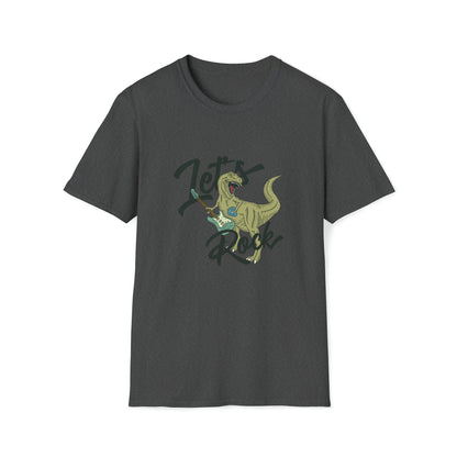 Lets Rock Dino Rockstar |Beach Lifestyle Shirts | Summer Vibe Apparel Dark Heather