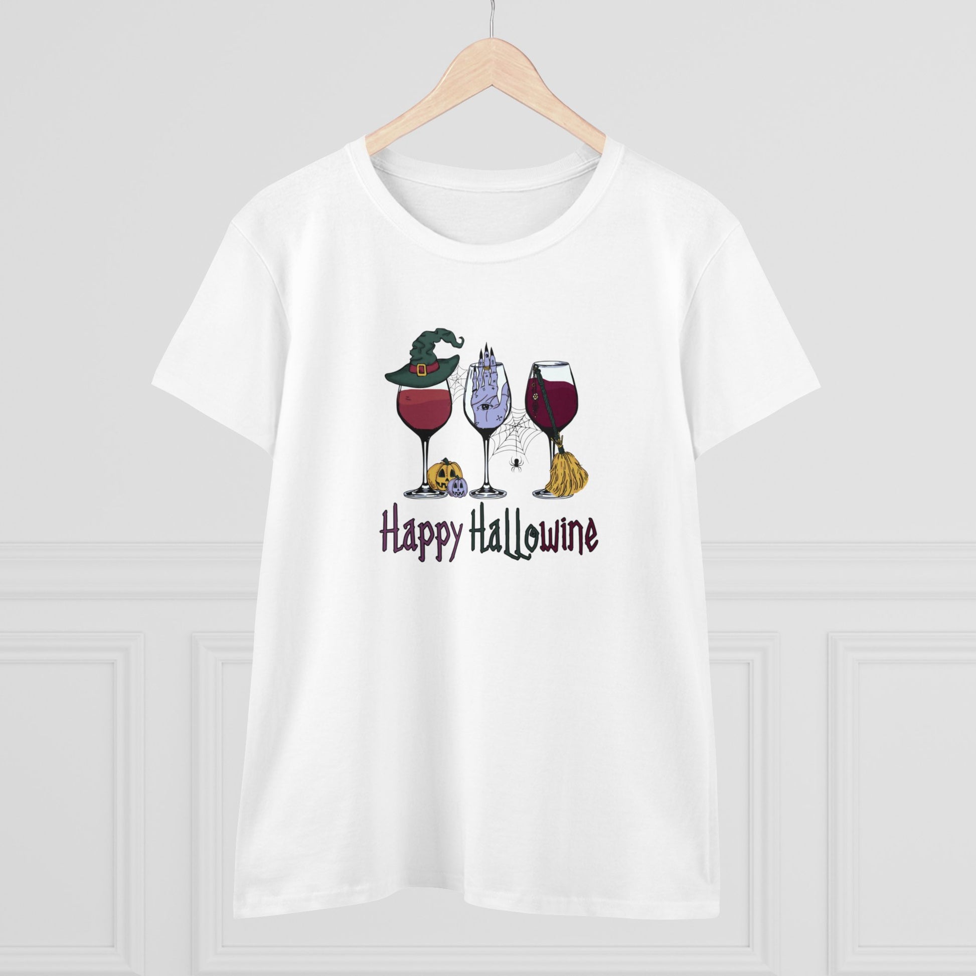 Happy Hallowine,Halloween Graphic Shirts, Spooky Halloween Shirts, Scary Halloween Shirt Designs, Cute Halloween Graphic Tees, Funny Halloween Shirt Ideas - SaviTraviDesigns