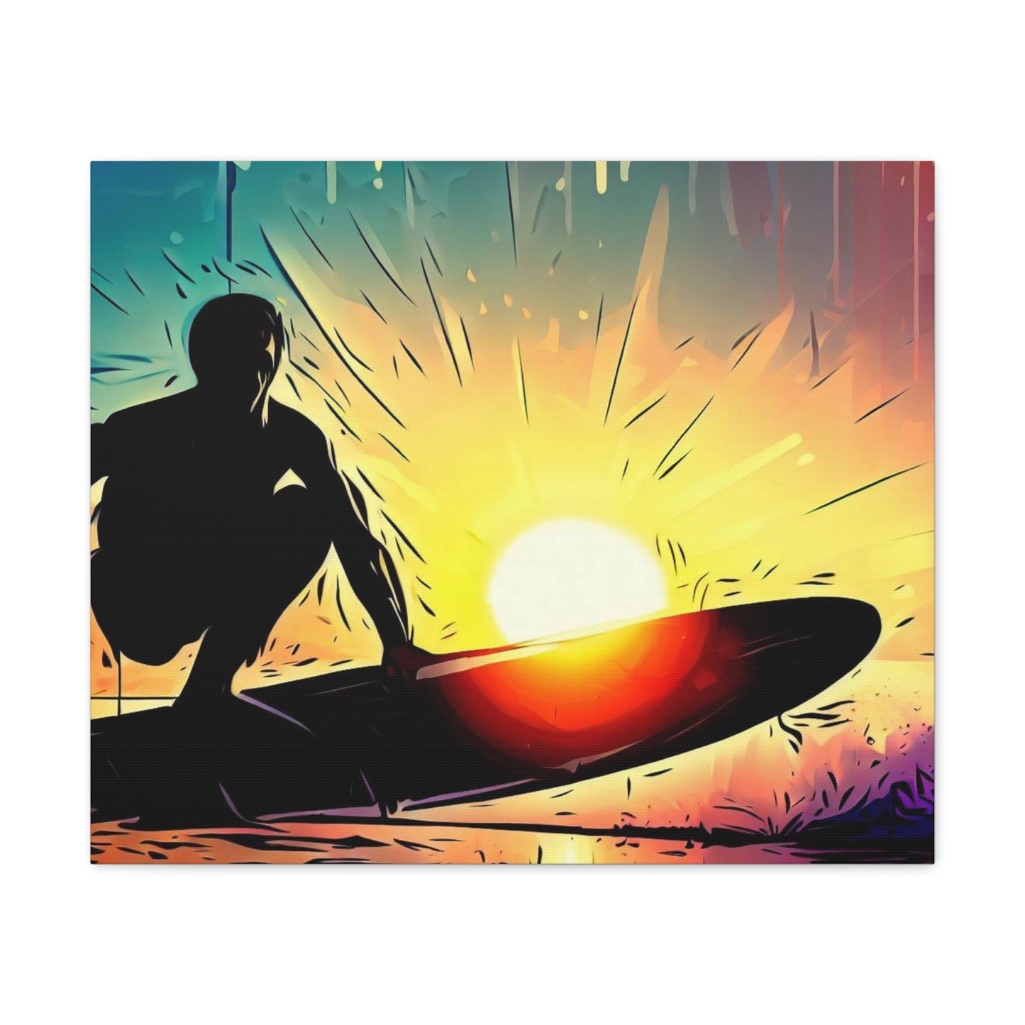 Surfer, Surfing Sunset, Graffiti-inspired home decor, Modern street art prints, Graffiti wall art, Street art canvas art, Graffiti artist prints - SaviTraviDesigns