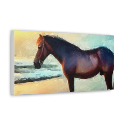 Horse wall art, Beach wall art, ocean art, Canvas Gallery Wraps, Horse Beach, Sunset Beach - SaviTraviDesigns