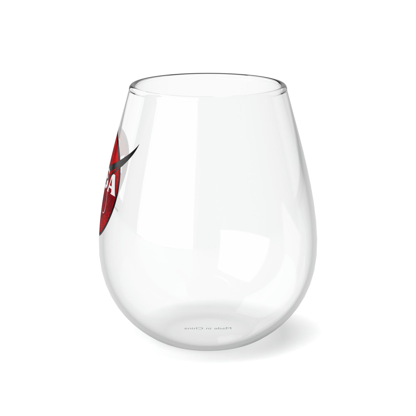 NASA Red Emblem, Nasa Wine Glass, Wine Lover stemless, Unique stemless wine glass, Trendy wine glass, Wine glass gift, Stemless Wine Glass - SaviTraviDesigns