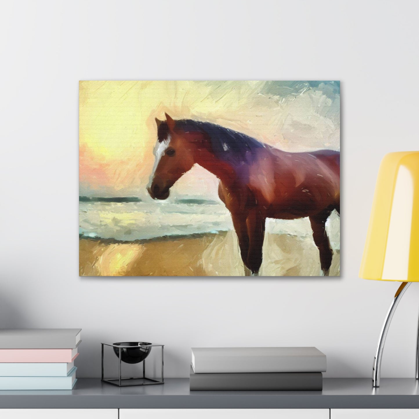 Horse wall art, beach wall art, ocean art, Canvas Gallery Wraps, Horse Beach, Sunset Beach - SaviTraviDesigns