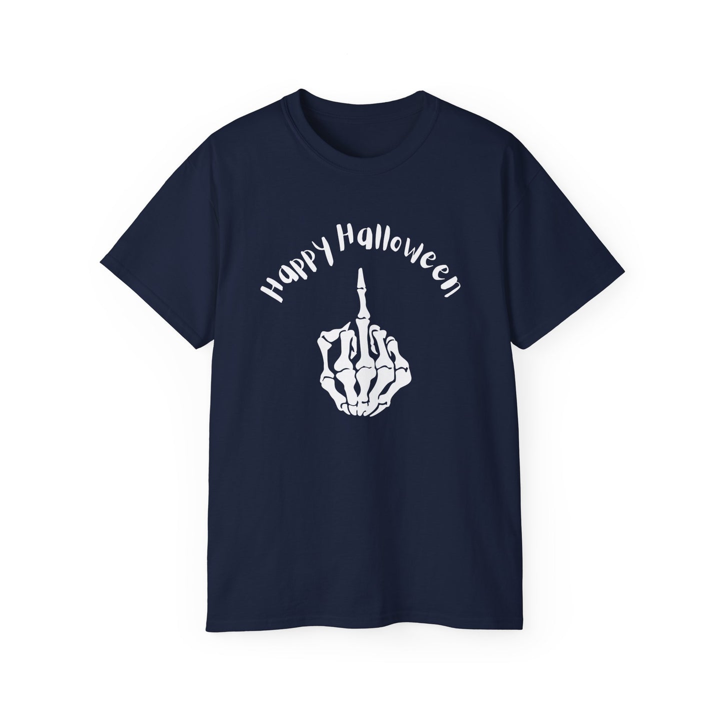 Happy Halloween Middle Finger Bones Tee Shirt