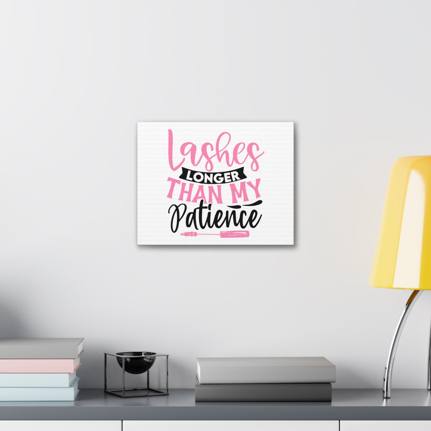 Lashes Longer Than My Patience, Daily inspiration, Beauty within, Empowering quotes, Life lessons, Inspirational sayings, Natural beauty quotes, Confidence boosters 14″ x 11″ Premium Gallery Wraps (1.25″)