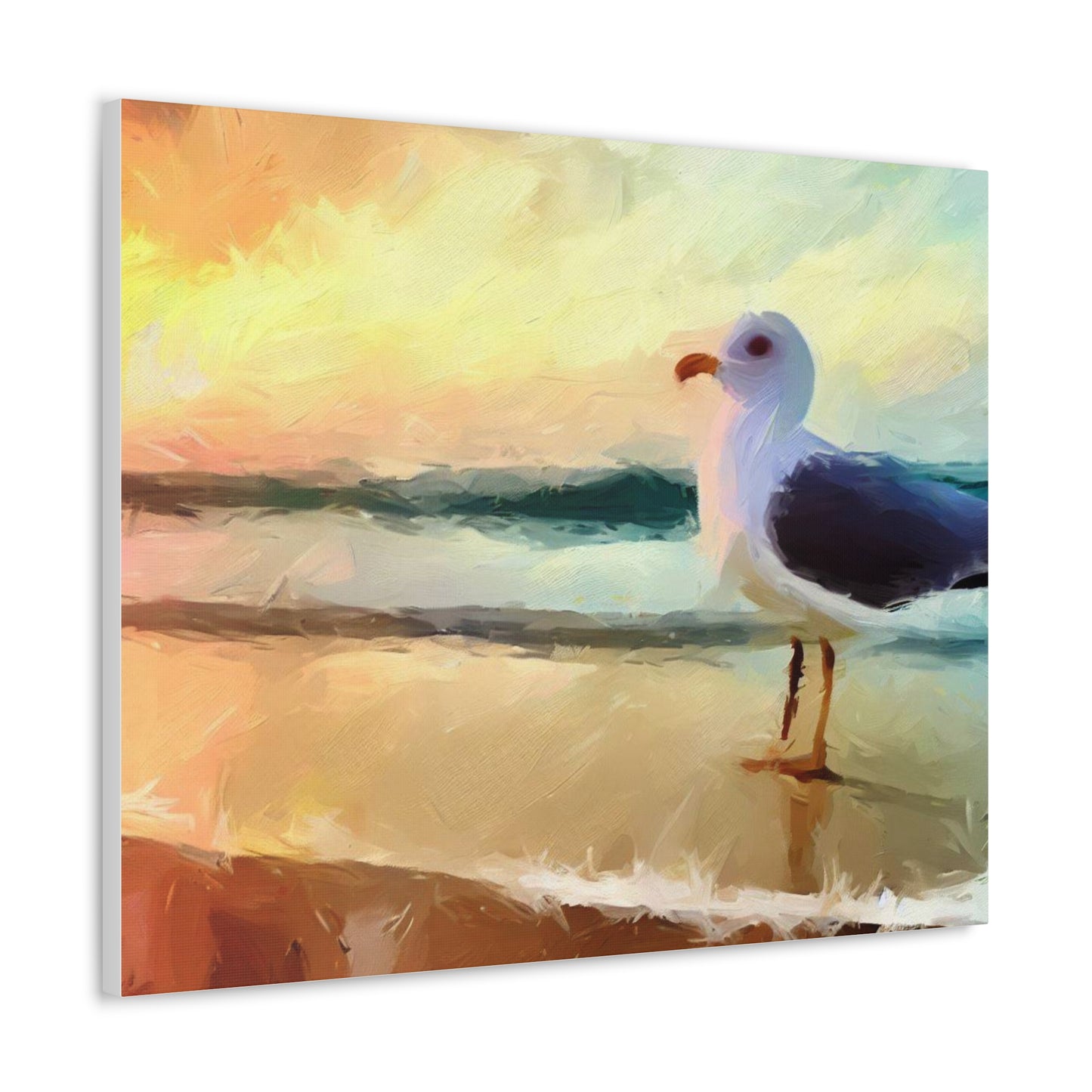 Seagull Beach, Beach wall art, Ocean wall art, Canvas Gallery Wraps