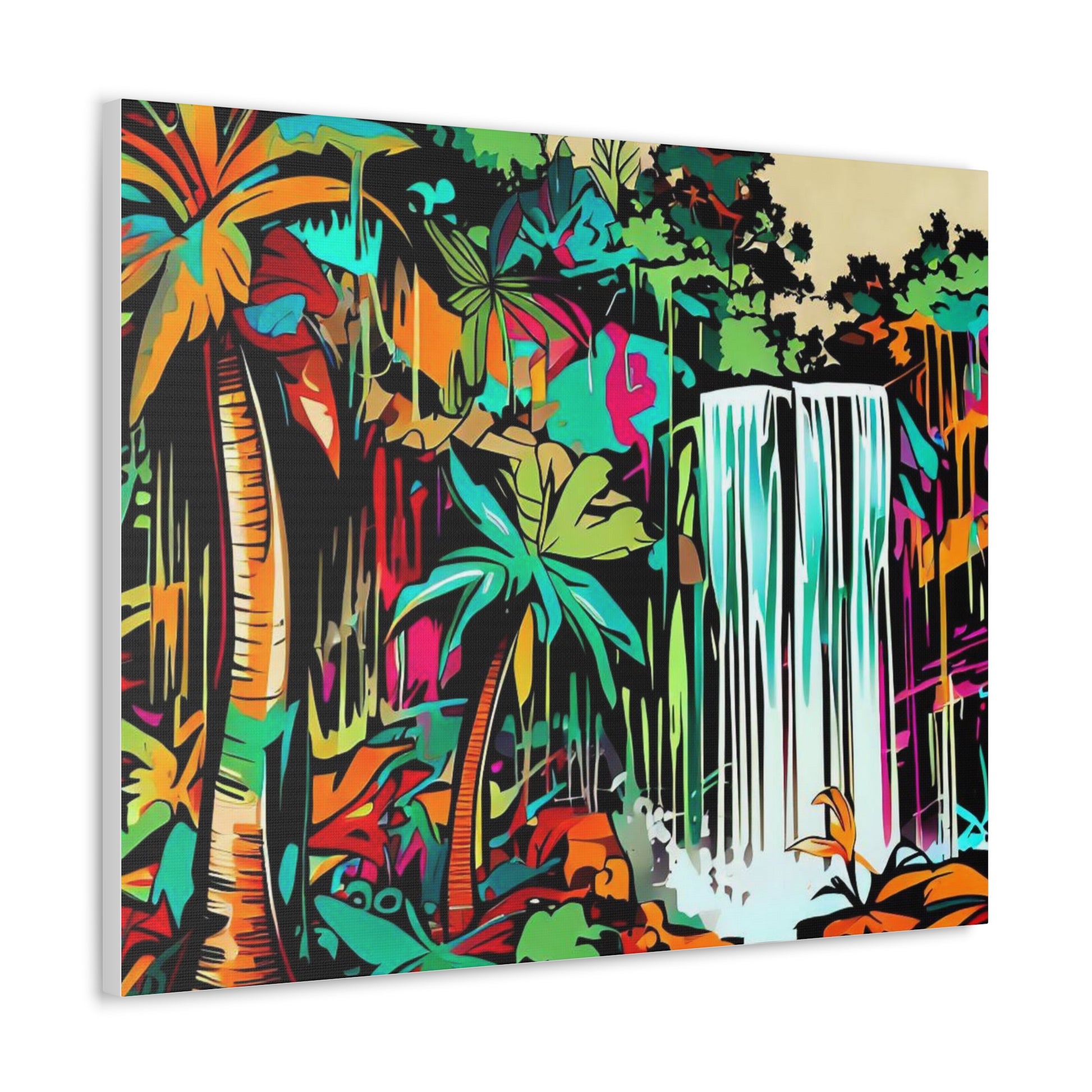 Jungle Waterfall, Rainforest Waterfall, Graffiti-inspired home decor, Modern street art prints, Graffiti wall art, Street art canvas art, Graffiti artist prints - SaviTraviDesigns