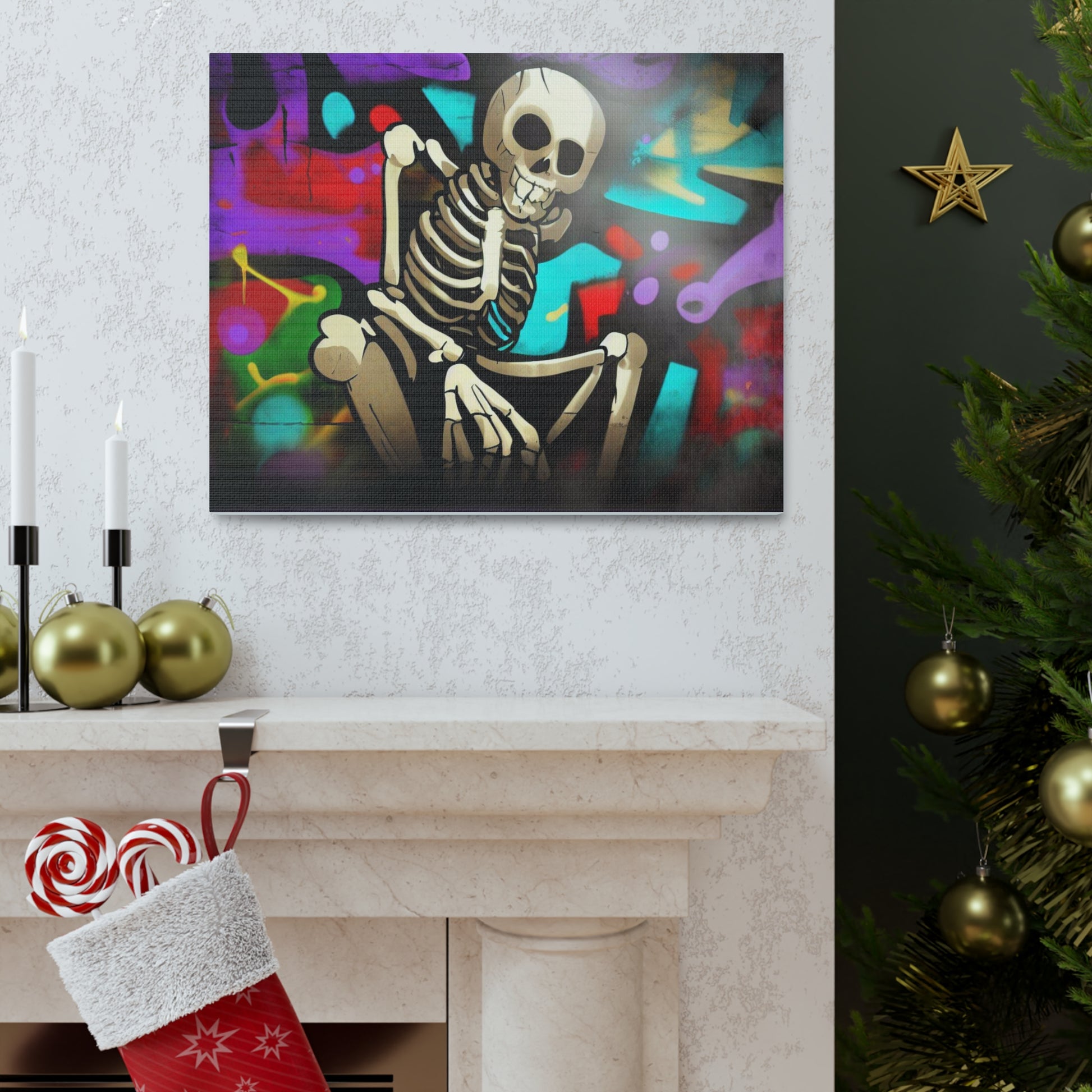 Halloween art, Skeleton canvas prints, Scary Halloween decor, Halloween home decor, Halloween wall, Gothic wall decor, Canvas Gallery Wraps - SaviTraviDesigns