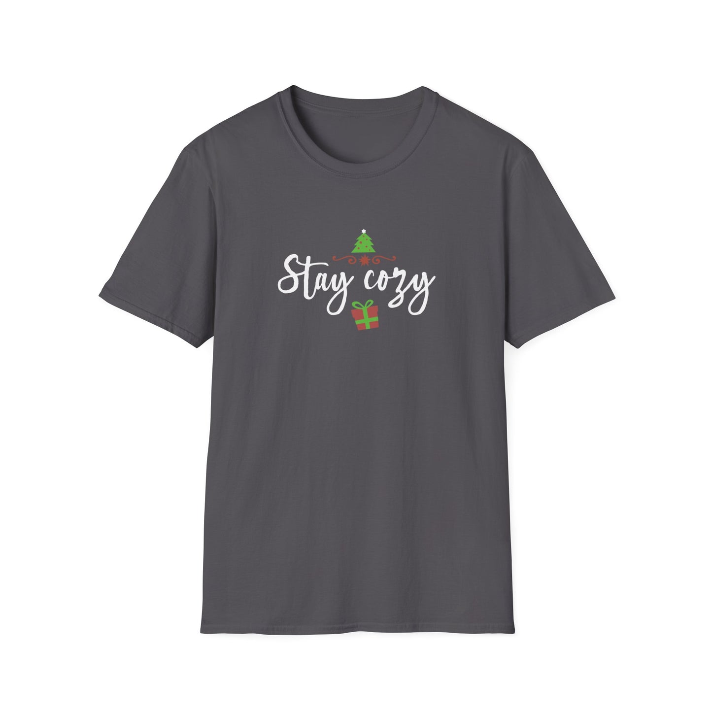 Stay Cozy Holiday Graphic T Shirt Charcoal