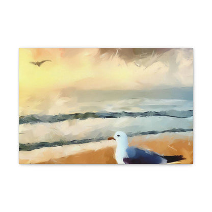 Seagull Painting, Beach wall art, Ocean Wall Art, Canvas Gallery Wraps 18″ x 12″ Premium Gallery Wraps (1.25″)