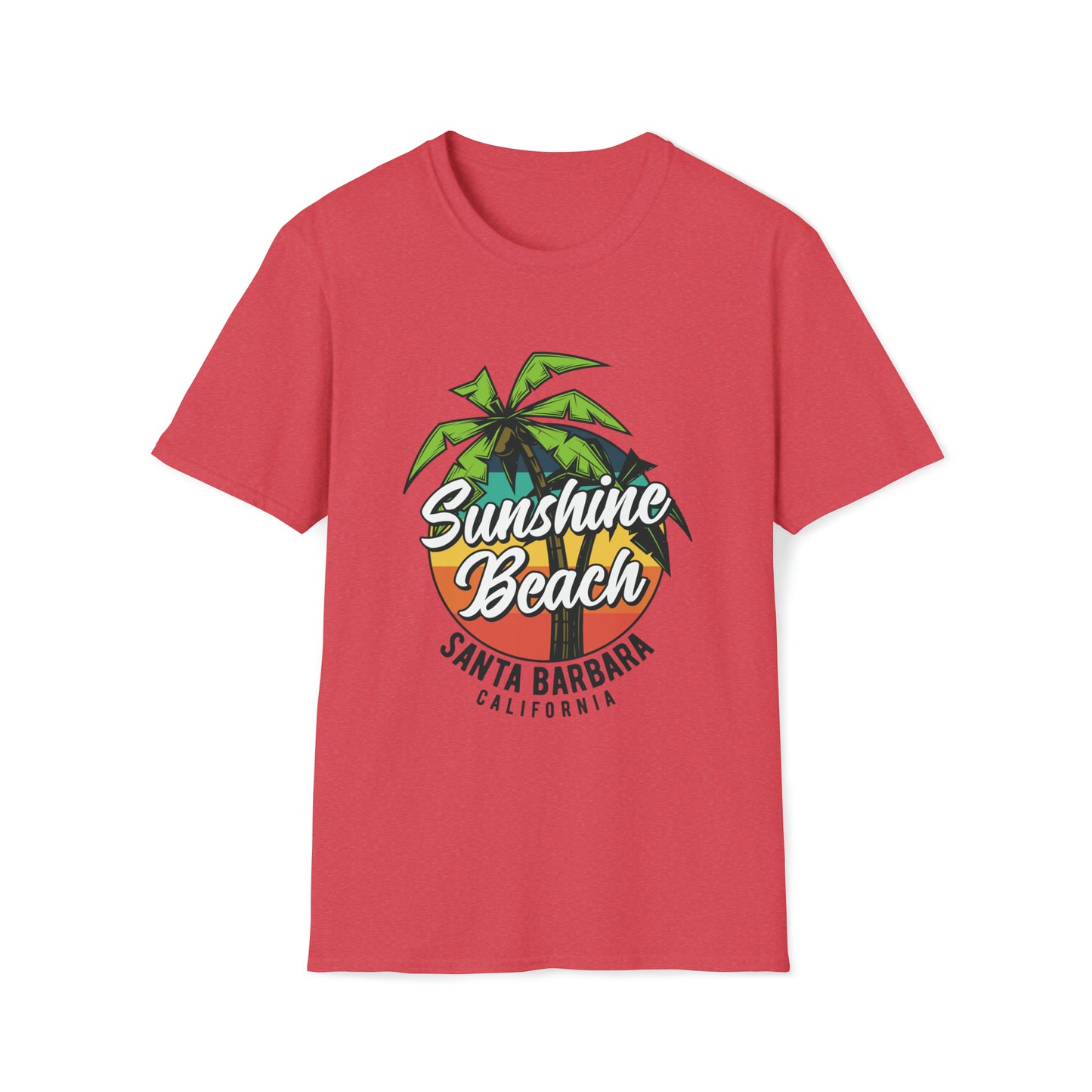 Sunshine Beach Santa Barbara |Beach Lifestyle Shirts | Summer Vibe Apparel Heather Red