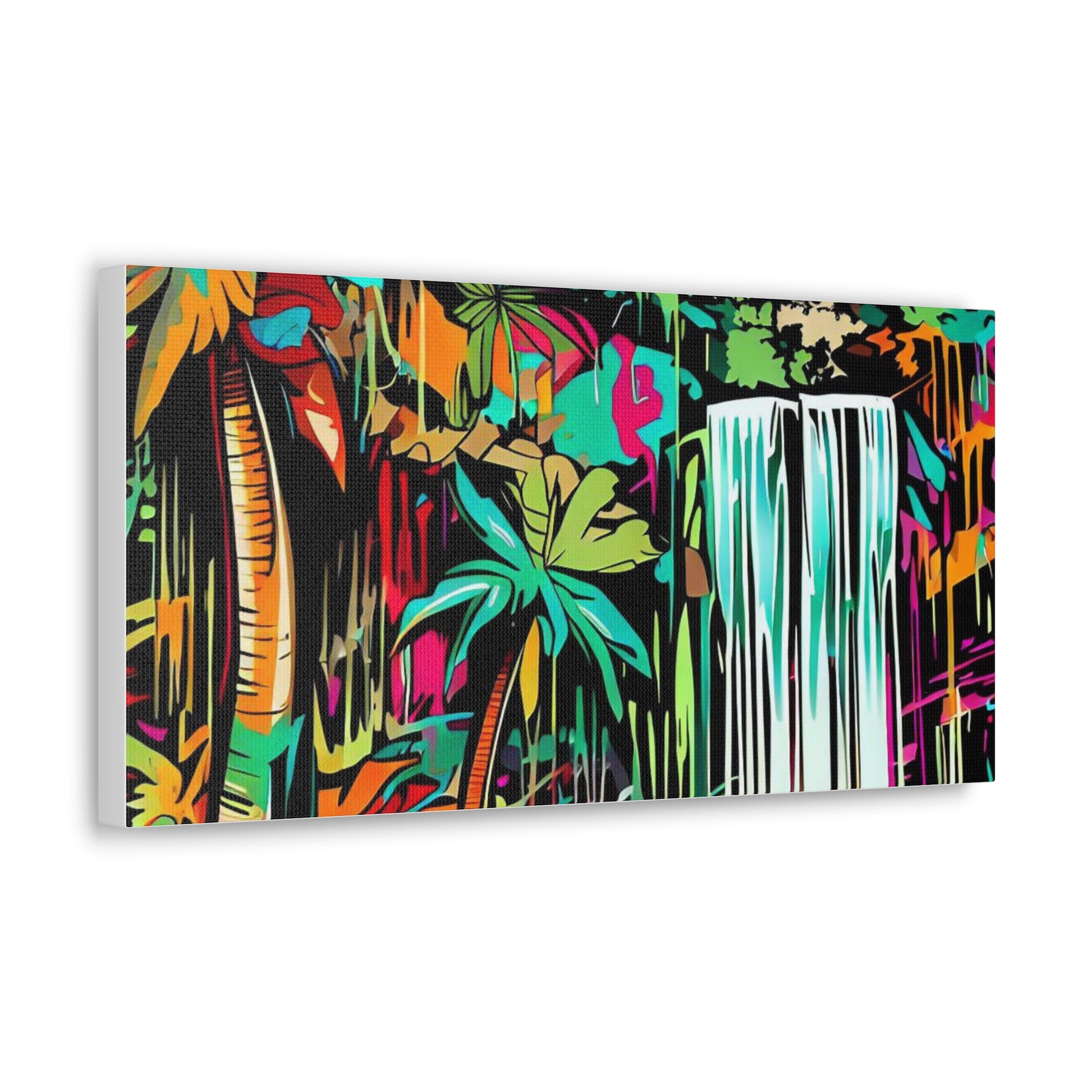 Jungle Waterfall, Rainforest Waterfall, Graffiti-inspired home decor, Modern street art prints, Graffiti wall art, Street art canvas art, Graffiti artist prints - SaviTraviDesigns