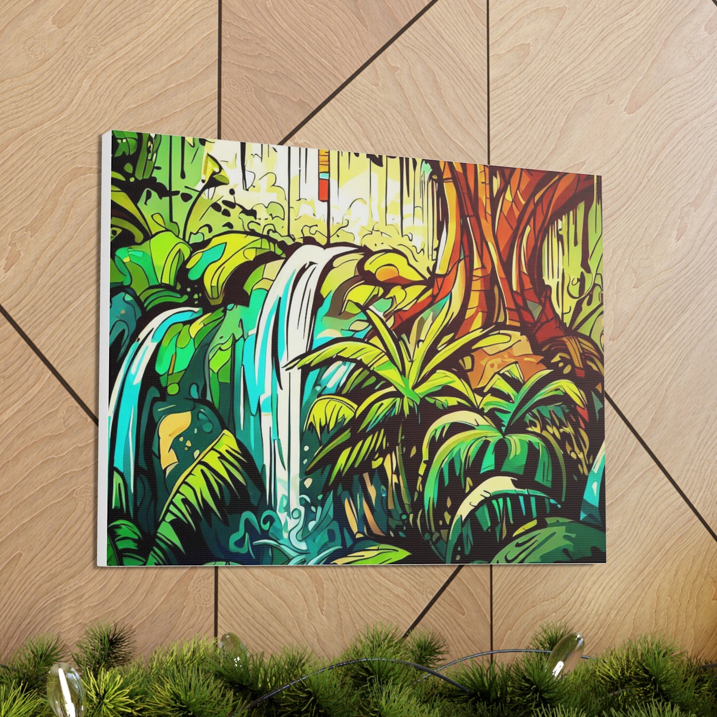 Rainforest Waterfall, Jungle Waterfall, Graffiti-inspired home decor, Modern street art prints, Graffiti wall art, Street art canvas art, Graffiti artist prints - SaviTraviDesigns