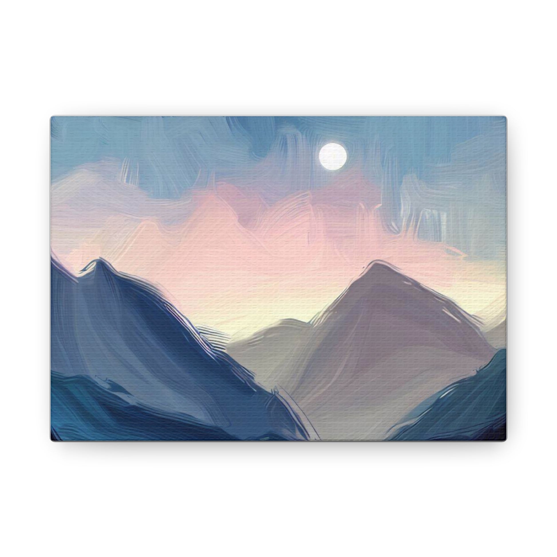 Mountain Wall Art, Moon Wall Art, Canvas Gallery Wraps, Moon Over Mountains 7" x 5" Premium Gallery Wraps (1.25″)