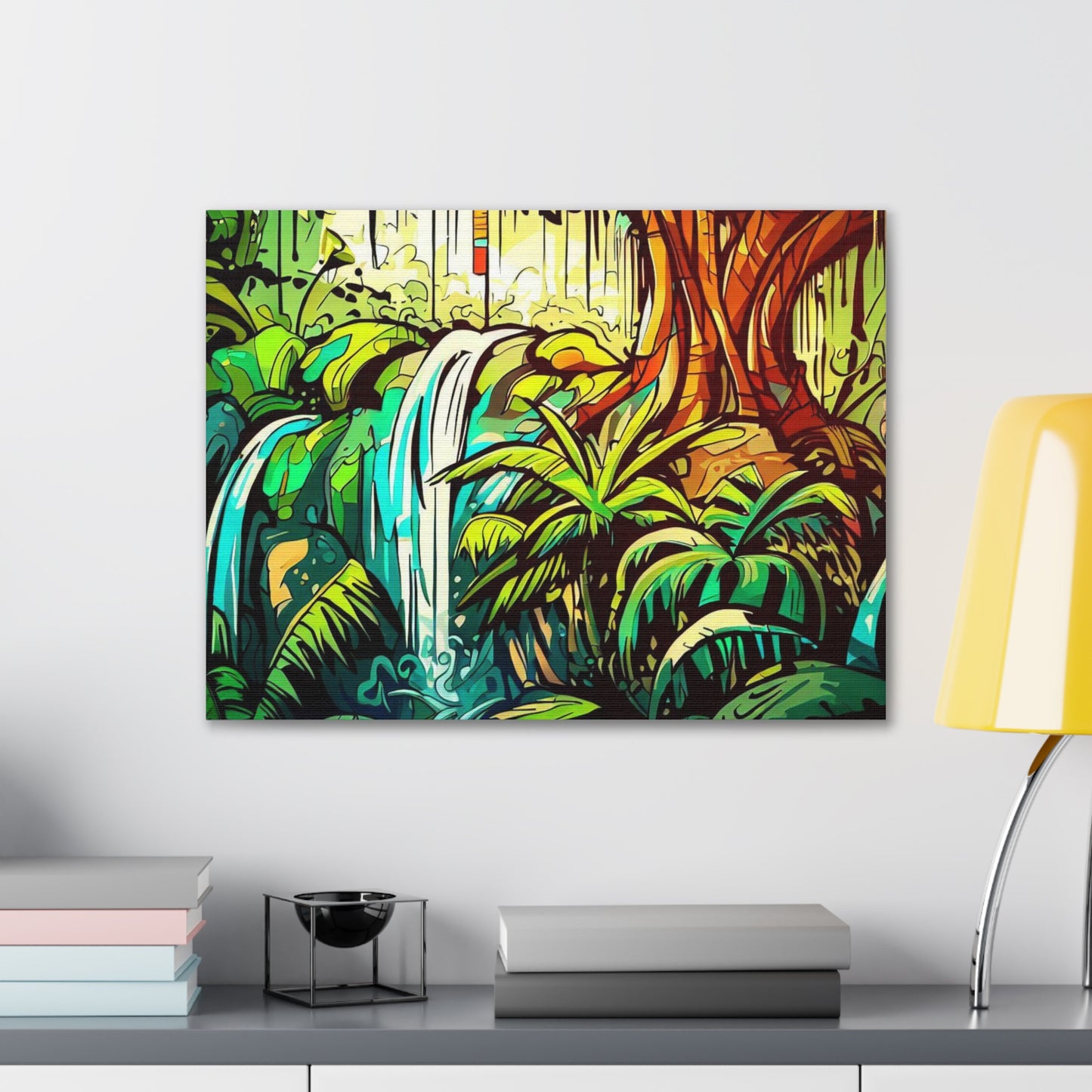 Rainforest Waterfall, Jungle Waterfall, Graffiti-inspired home decor, Modern street art prints, Graffiti wall art, Street art canvas art, Graffiti artist prints - SaviTraviDesigns