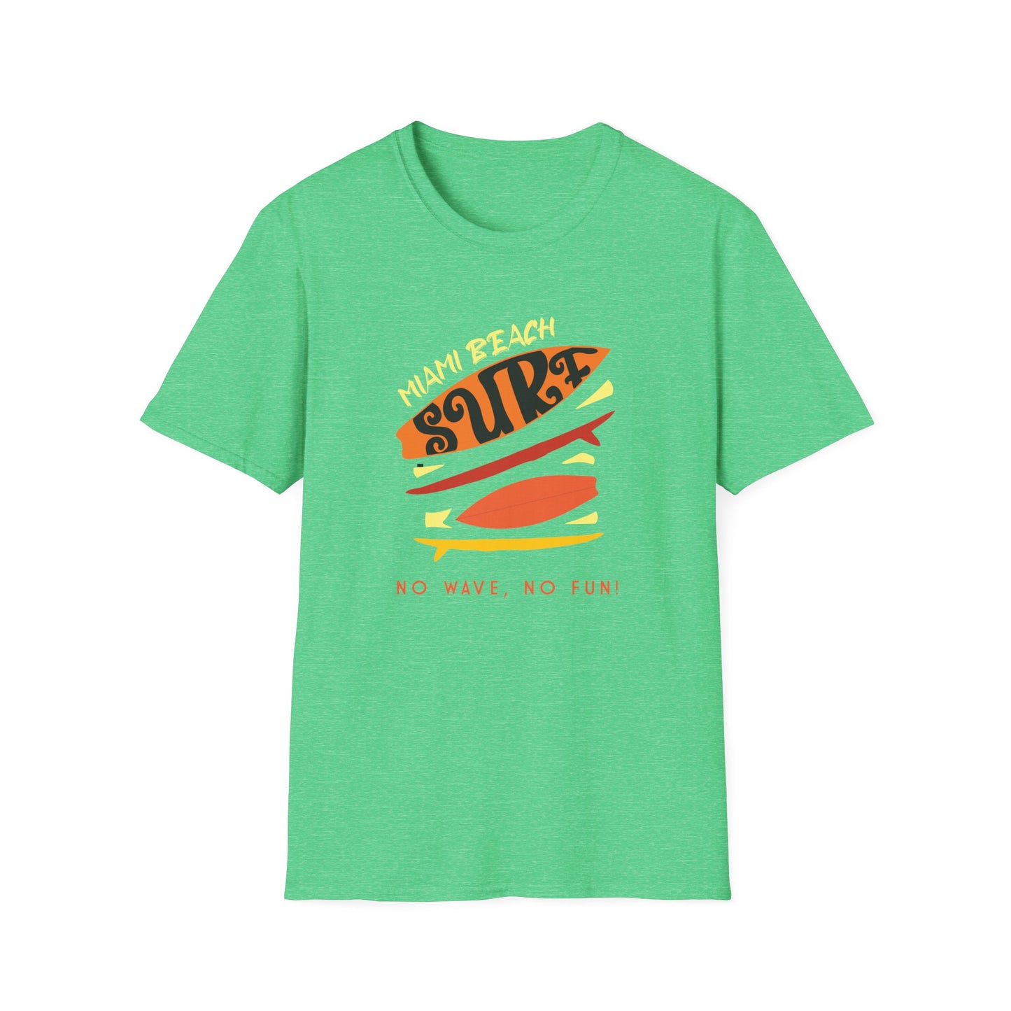 Miami Beach Surf Beachwear Graphic T Shirt Heather Irish Green