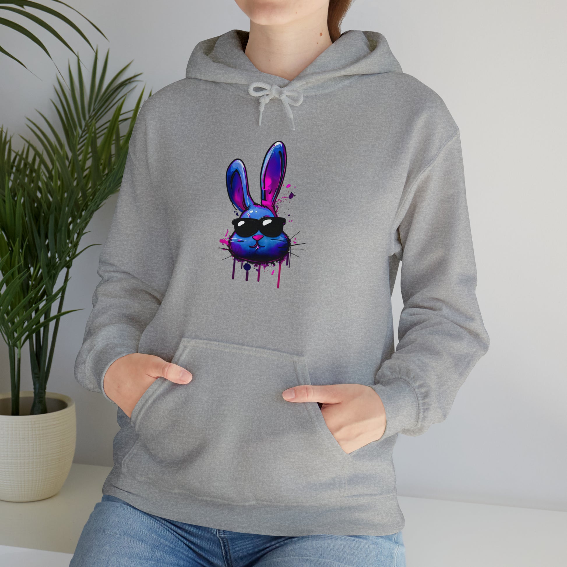 Bunny Hoodie, Graffiti Hoodie, Graffiti sweatshirt, Bunny sweatshirt, Urban Art Hooded Sweatshirt, Blue Bunny