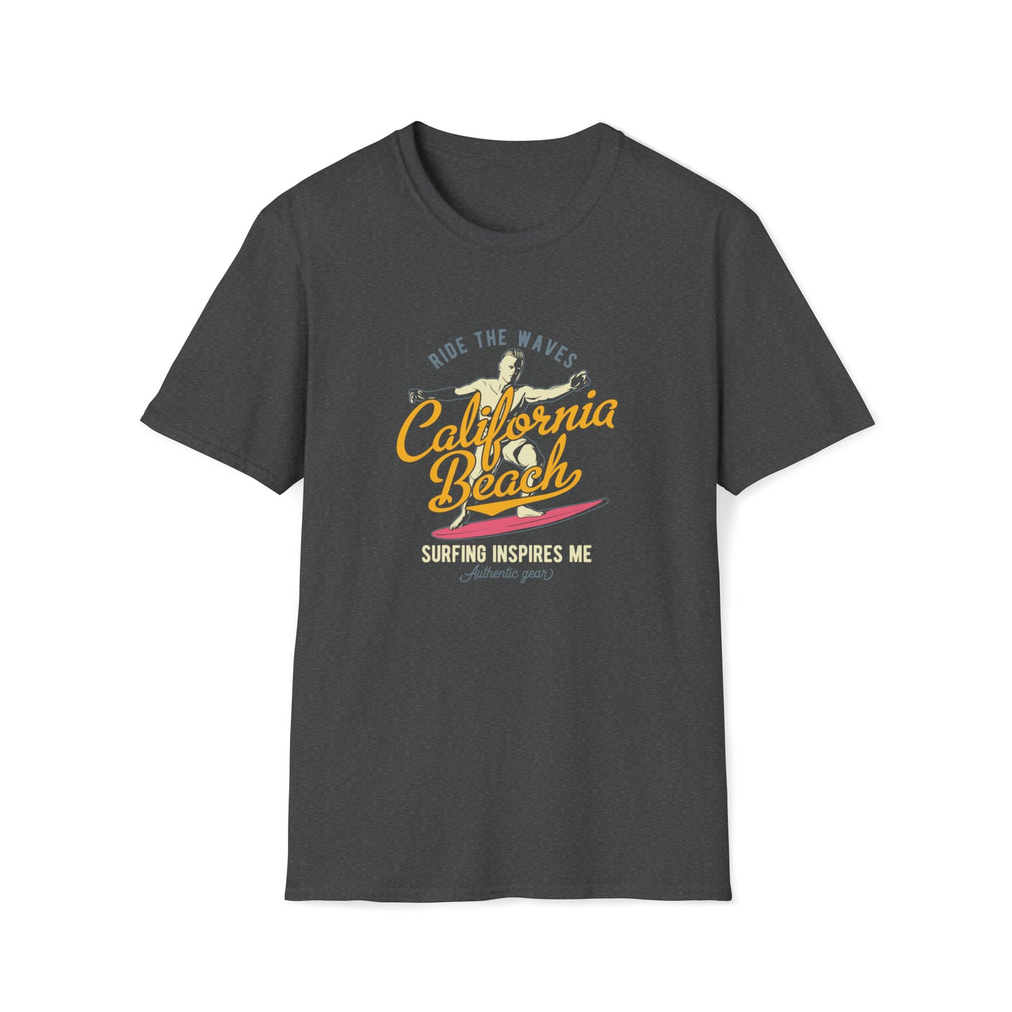 California Beach Surfing |Beach Lifestyle Shirts | Summer Vibe Apparel Dark Heather