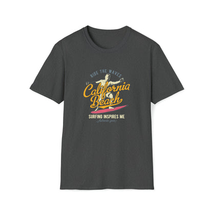 California Beach Surfing |Beach Lifestyle Shirts | Summer Vibe Apparel Dark Heather