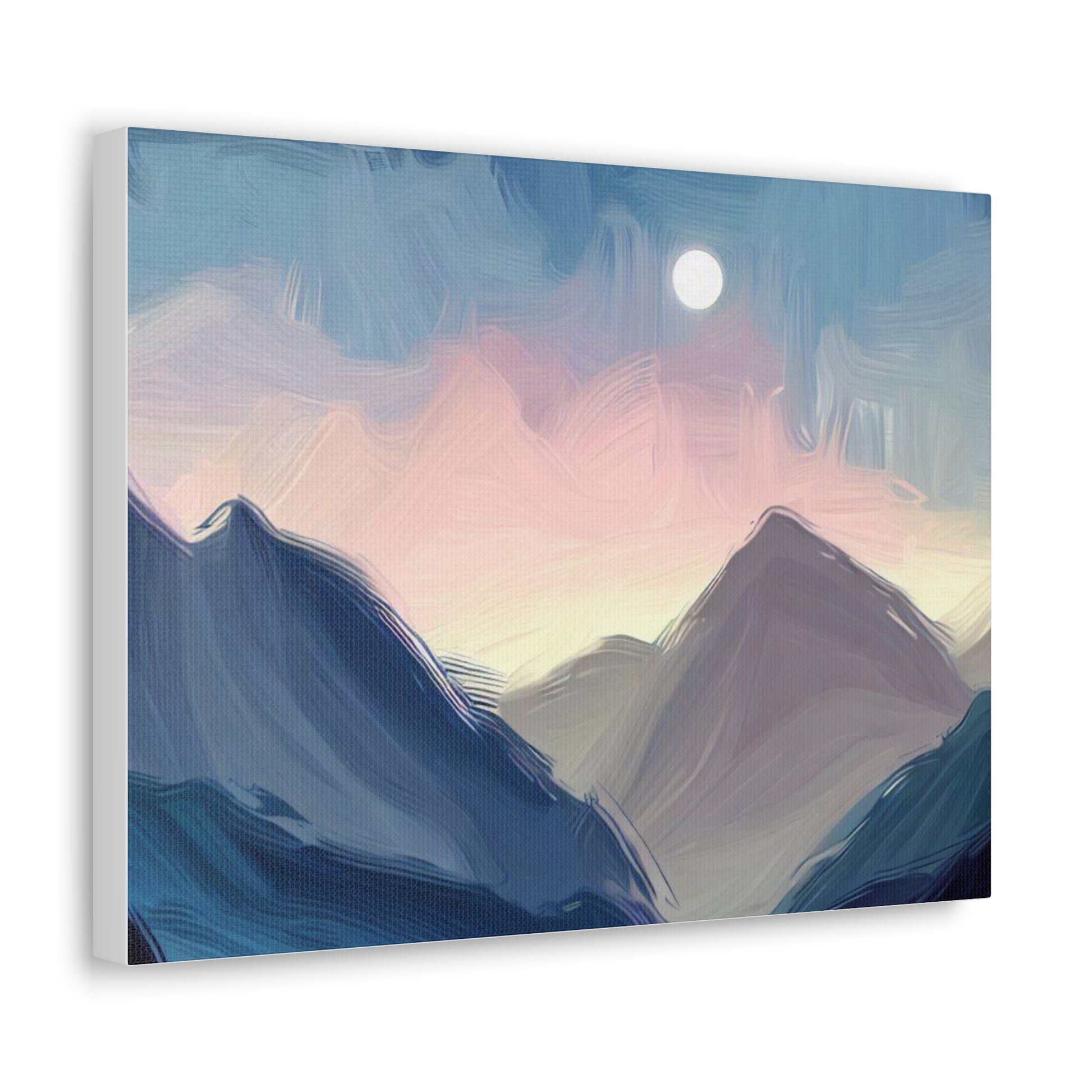 Mountain Wall Art, Moon Wall Art, Canvas Gallery Wraps, Moon Over Mountains