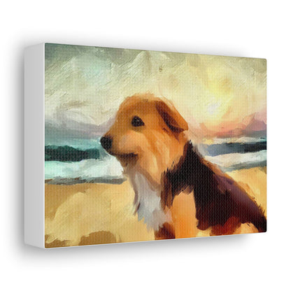 Dog wall art, ocean wall art, beach art, Canvas Gallery Wraps, Dog Beach - SaviTraviDesigns