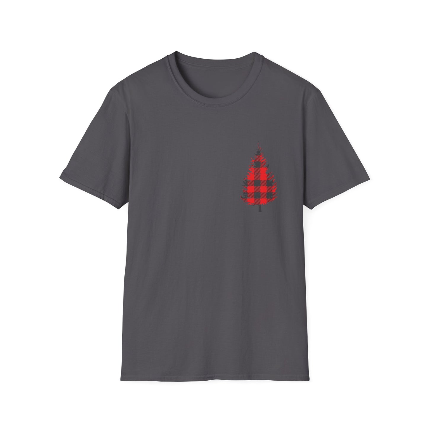 Plaid Christmas Tree Graphic T Shirt Charcoal