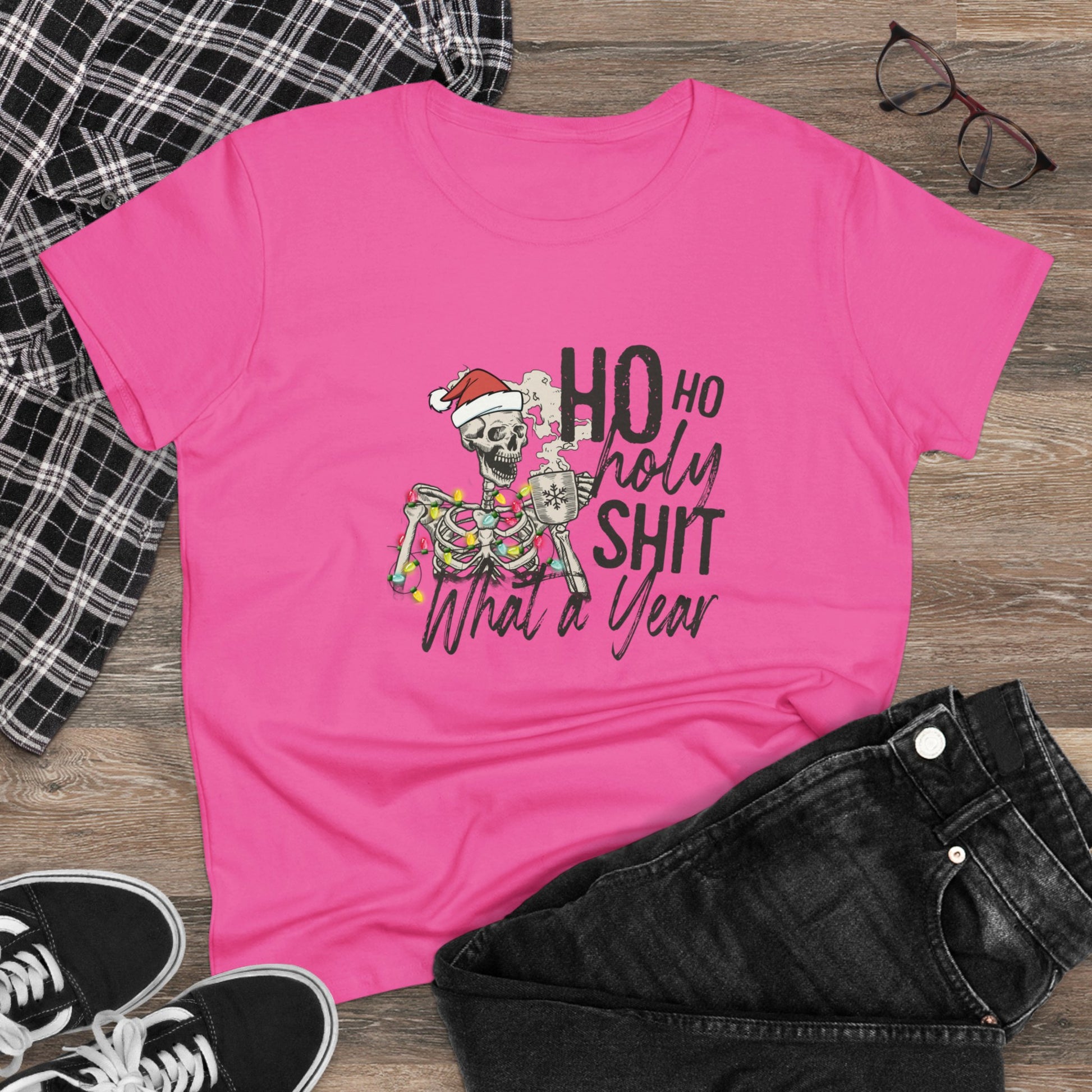 Ho Ho Holy Shit, What A Year, Christmas Graphic Shirts, Festive Holiday T-Shirts, Ugly Christmas Sweater Tees, Funny Christmas Shirt Designs, Cute Xmas Graphic Tees