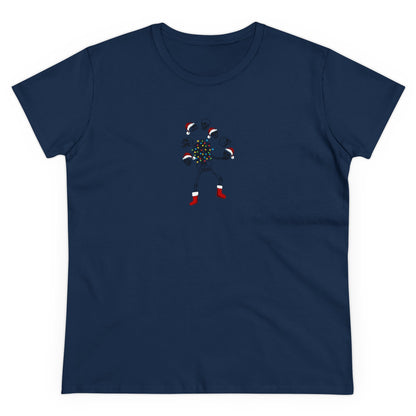 Juggling Santa, Skeleton Santa, Skeleton Christmas, Christmas Graphic Shirts, Festive Holiday T-Shirts, Ugly Christmas Sweater Tees, Funny Christmas Shirt Designs, Cute Xmas Graphic Tees Navy