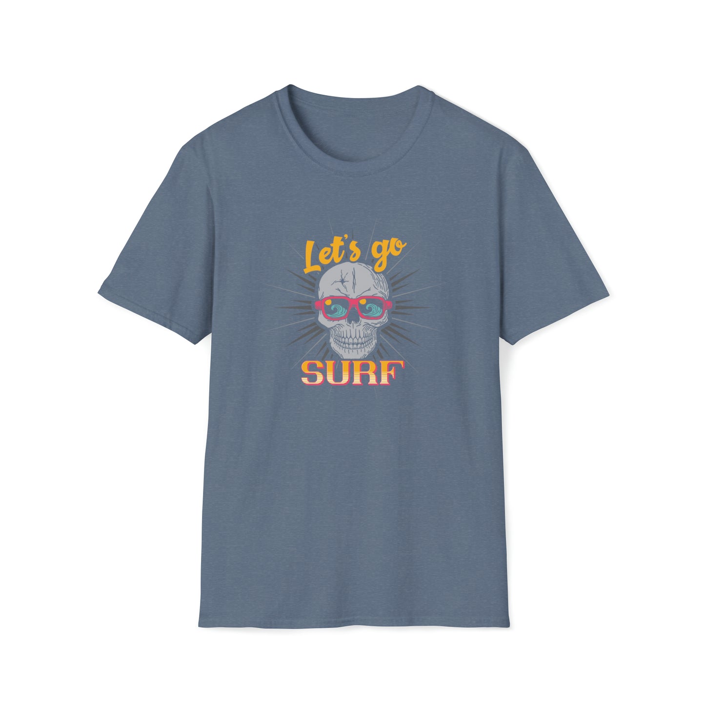 Lets Go Surf |Beach Lifestyle Shirts | Summer Vibe Apparel Heather Indigo