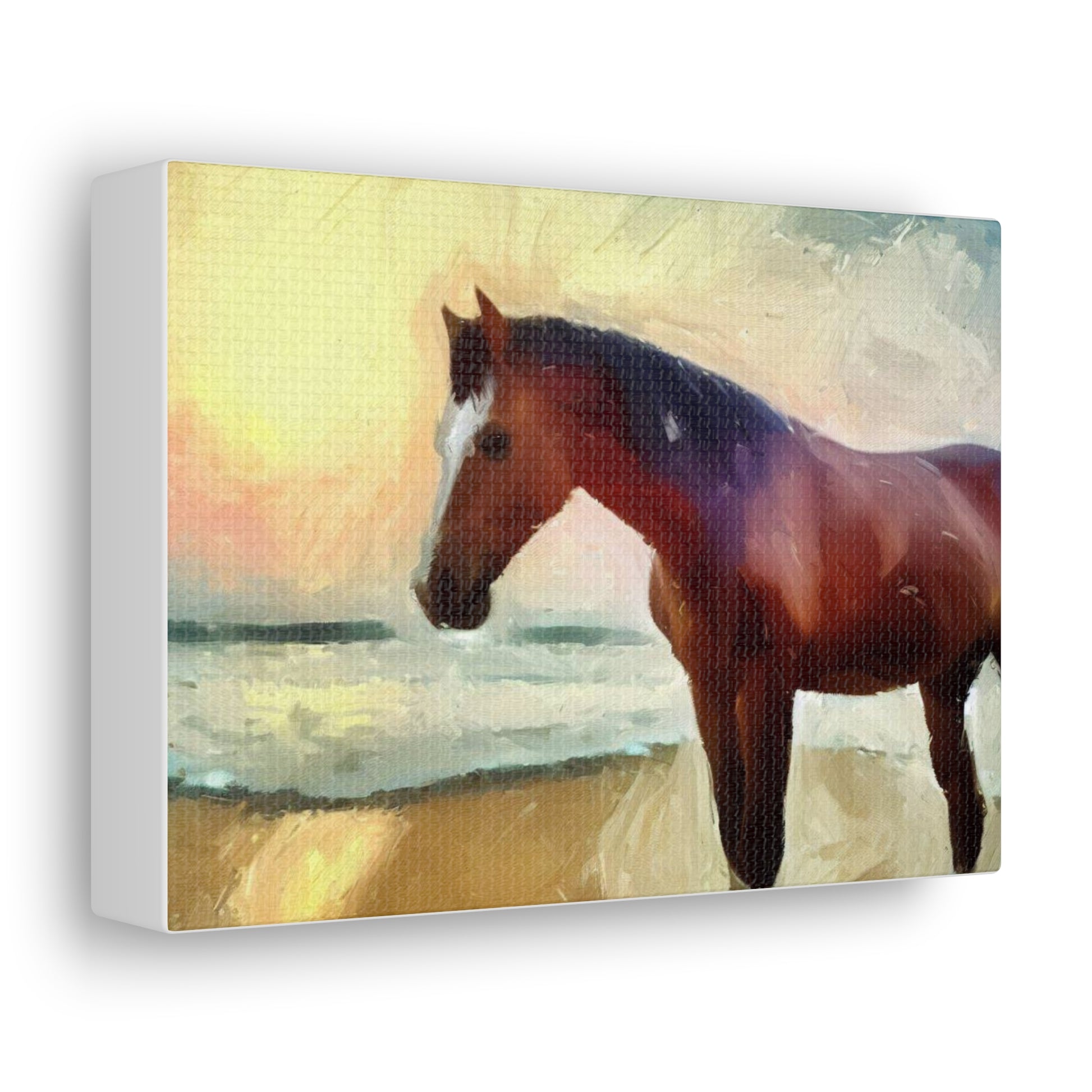 Horse wall art, beach wall art, ocean art, Canvas Gallery Wraps, Horse Beach, Sunset Beach - SaviTraviDesigns