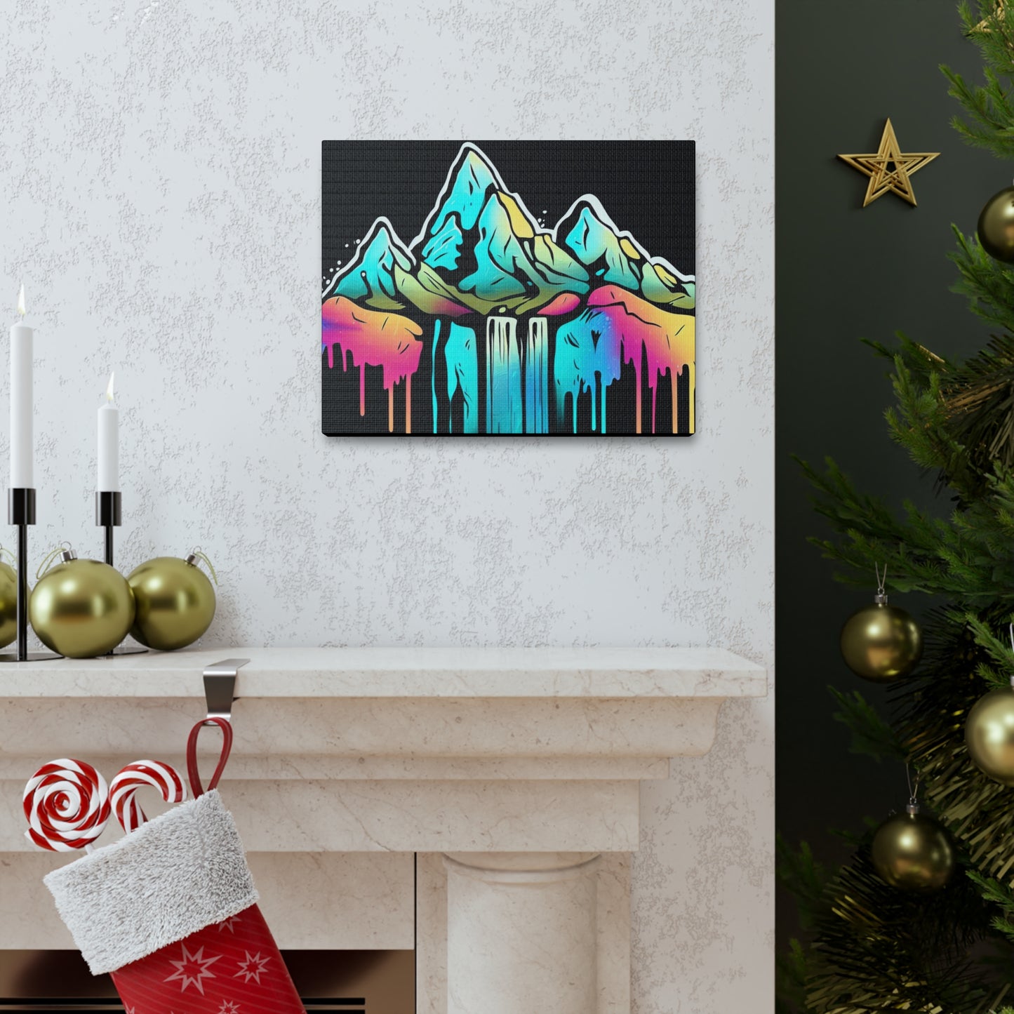 Mountain Waterfall, Graffiti-inspired home decor, Modern street art prints, Graffiti wall art, Street art canvas art, Graffiti artist prints - SaviTraviDesigns