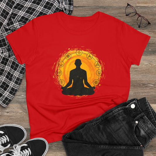 Meditation T-Shirts, Yoga Graphic Tees, Mindfulness Apparel, Zen T-Shirts, Spiritual Shirts, Chakra Tees, Womens T-Shirt Red