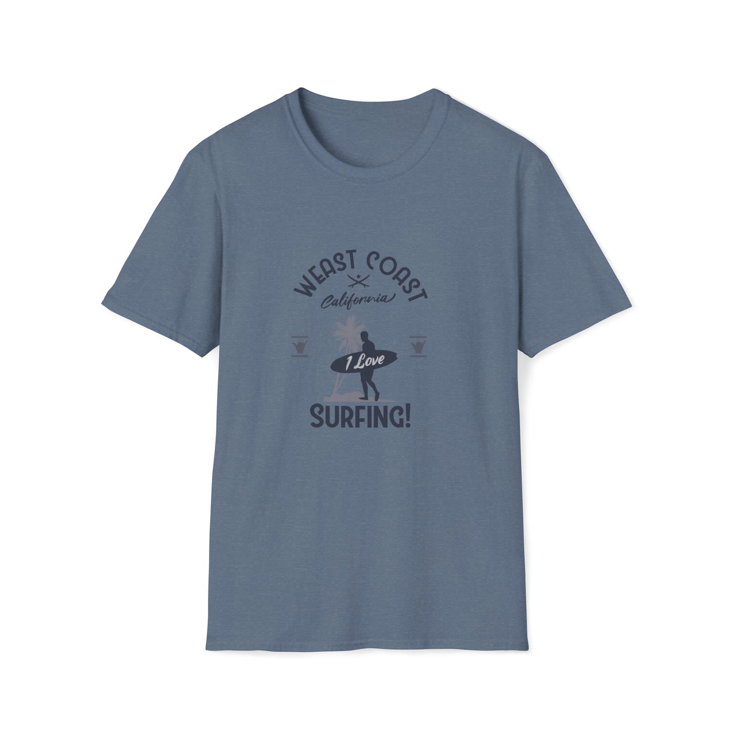 West Coast Surfing |Beach Lifestyle Shirts | Summer Vibe Apparel Heather Indigo