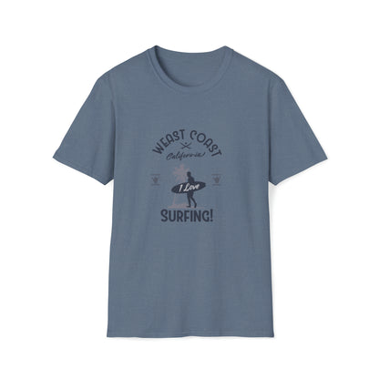 West Coast Surfing |Beach Lifestyle Shirts | Summer Vibe Apparel Heather Indigo