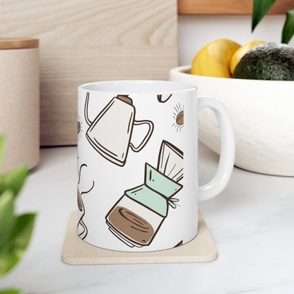 Coffee Donuts Mug, Coffee Mug, Coffee design mug, Ceramic Mug 11oz - SaviTraviDesigns