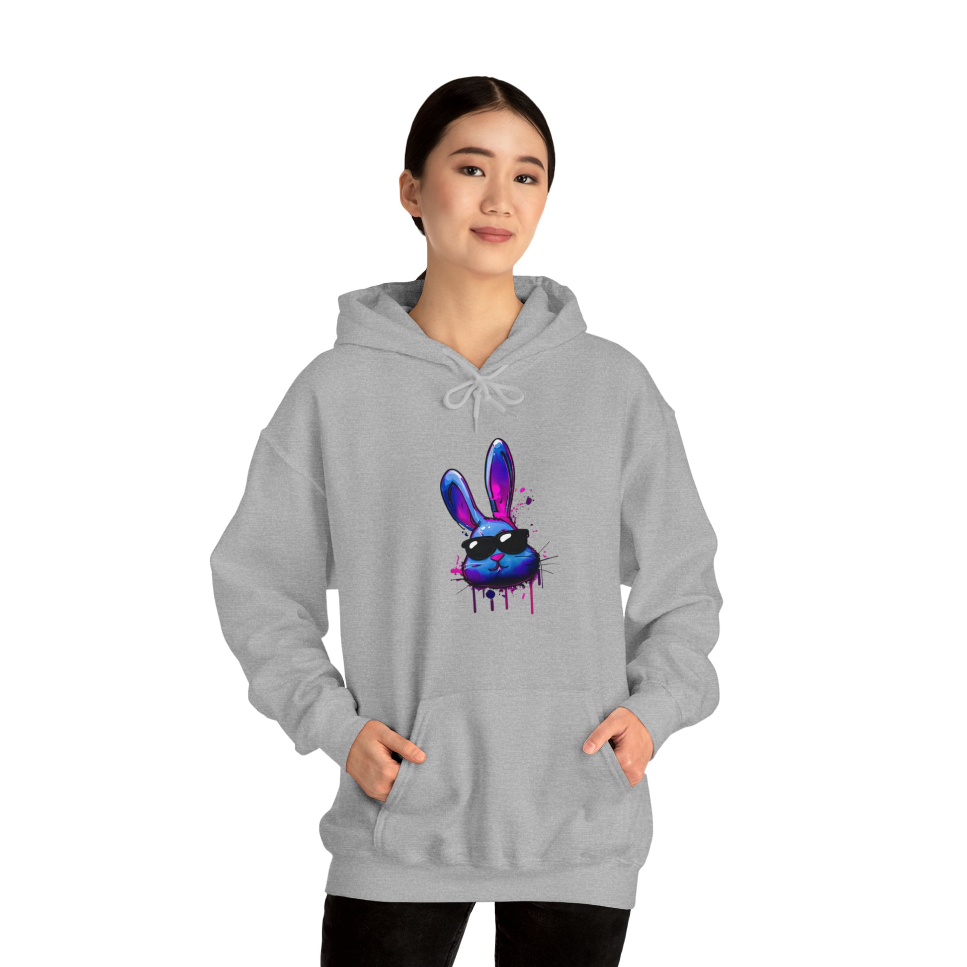 Bunny Hoodie, Graffiti Hoodie, Graffiti sweatshirt, Bunny sweatshirt, Urban Art Hooded Sweatshirt, Blue Bunny