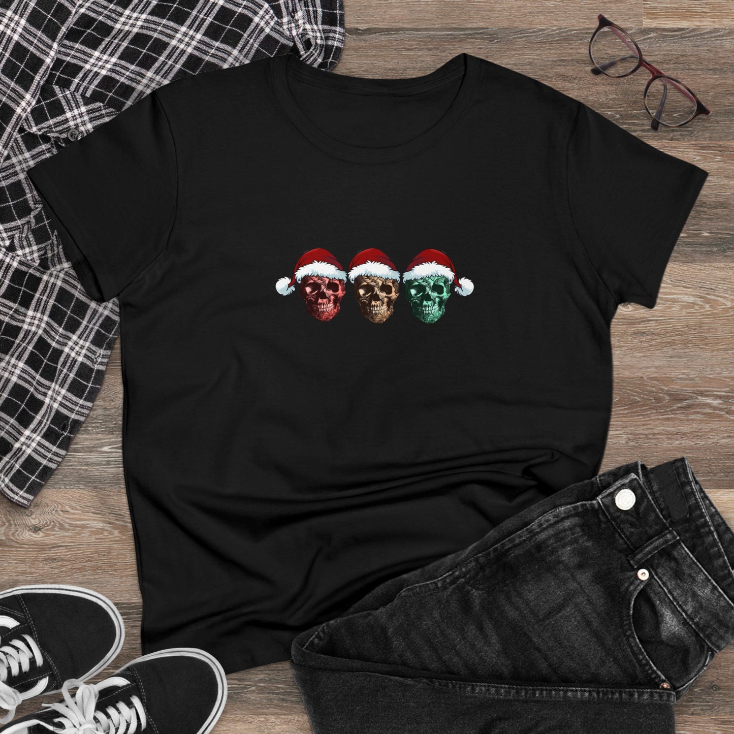 Skeleton Santa, Skeleton Christmas, Christmas Graphic Shirts, Festive Holiday T-Shirts, Ugly Christmas Sweater Tees, Funny Christmas Shirt Designs, Cute Xmas Graphic Tees