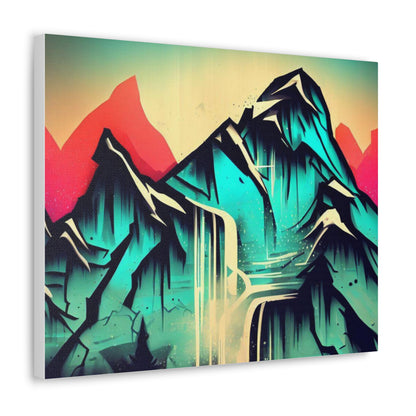 Blue Mountain, Mountain Sunset, Graffiti-inspired home decor, Modern street art prints, Graffiti wall art, Street art canvas art, Graffiti artist prints - SaviTraviDesigns