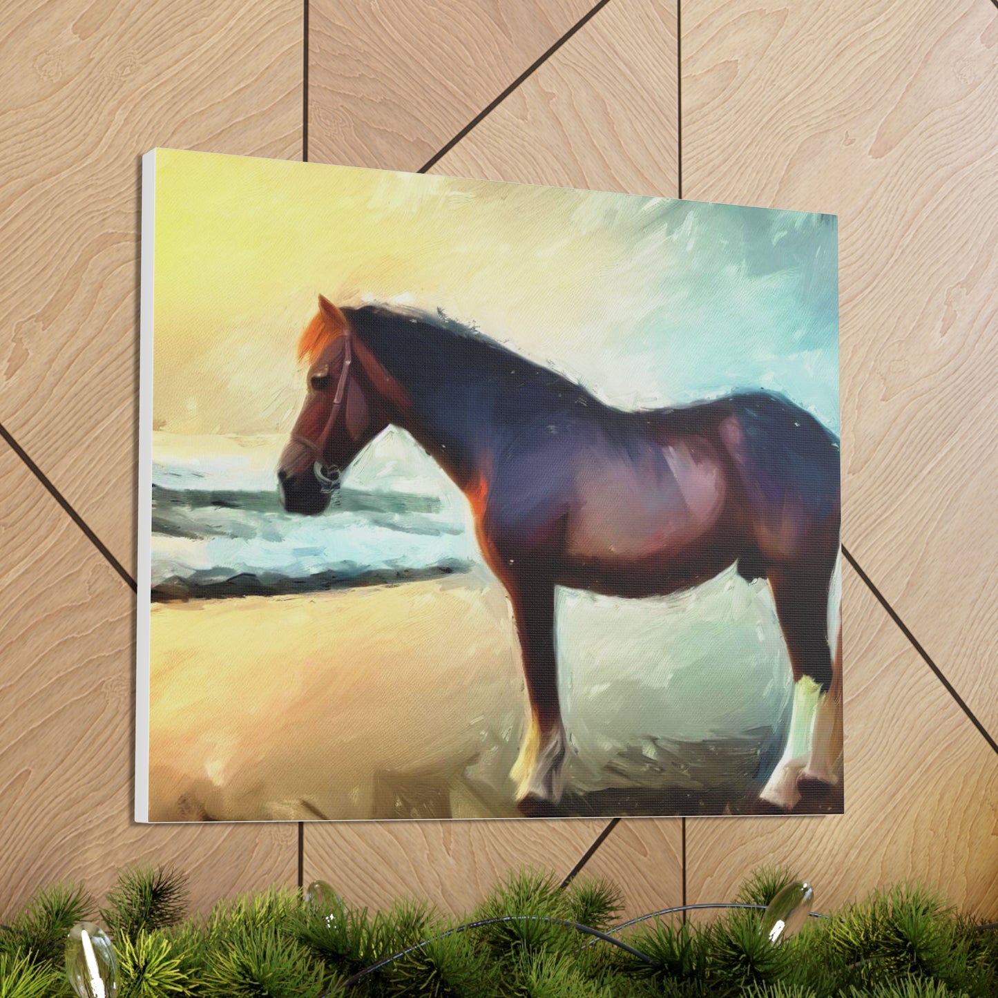 Horse wall art, Beach wall art, ocean art, Canvas Gallery Wraps, Horse Beach, Sunset Beach - SaviTraviDesigns