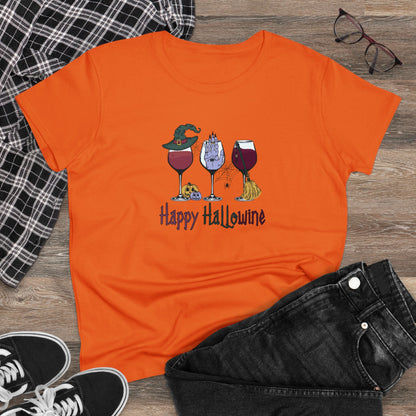 Happy Hallowine,Halloween Graphic Shirts, Spooky Halloween Shirts, Scary Halloween Shirt Designs, Cute Halloween Graphic Tees, Funny Halloween Shirt Ideas - SaviTraviDesigns