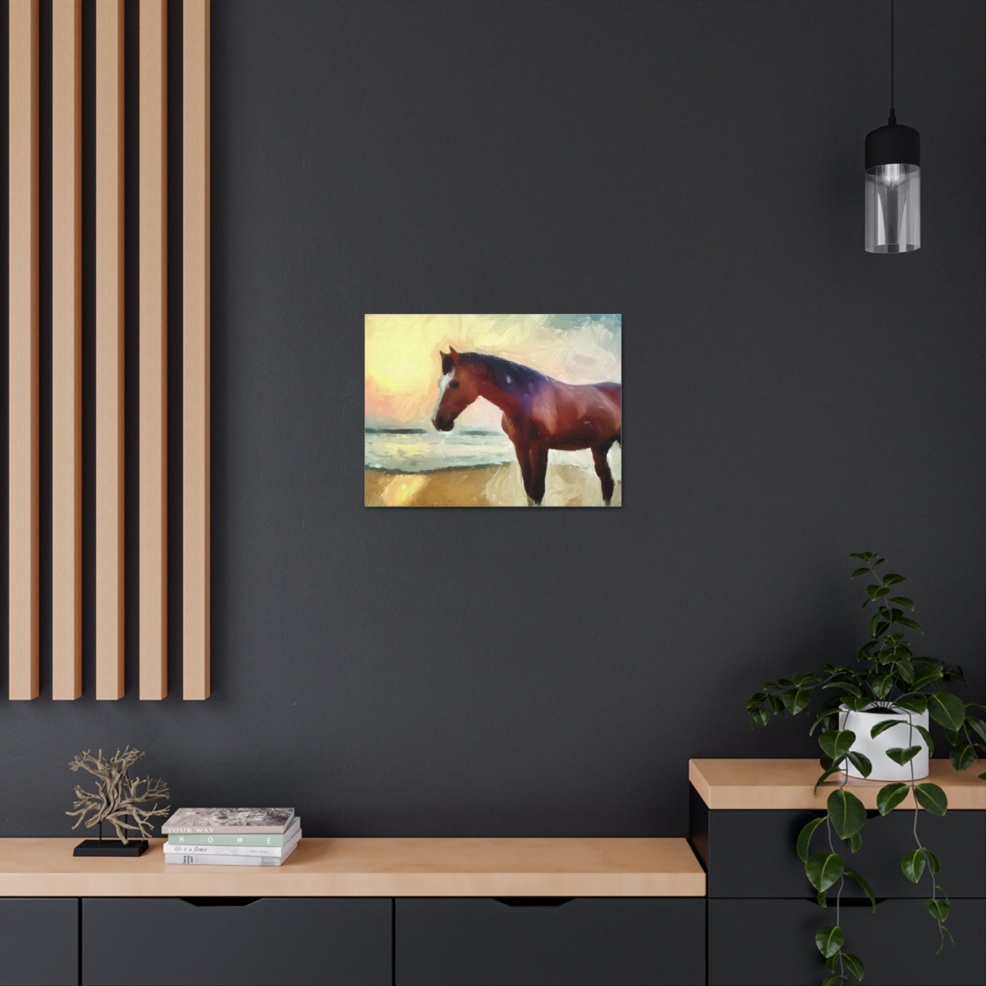 Horse wall art, beach wall art, ocean art, Canvas Gallery Wraps, Horse Beach, Sunset Beach - SaviTraviDesigns