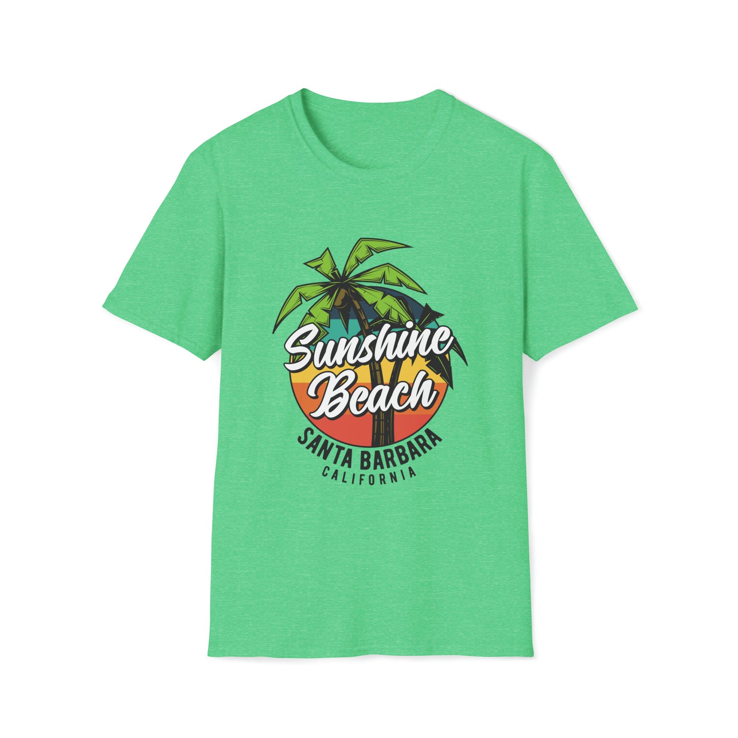 Sunshine Beach Santa Barbara |Beach Lifestyle Shirts | Summer Vibe Apparel Heather Irish Green