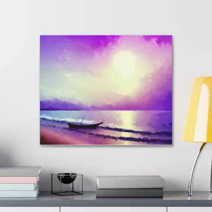 Sailboat Beach, Purple Sunset, Beach wall art, sunset wall art, beach art, Canvas Gallery Wraps