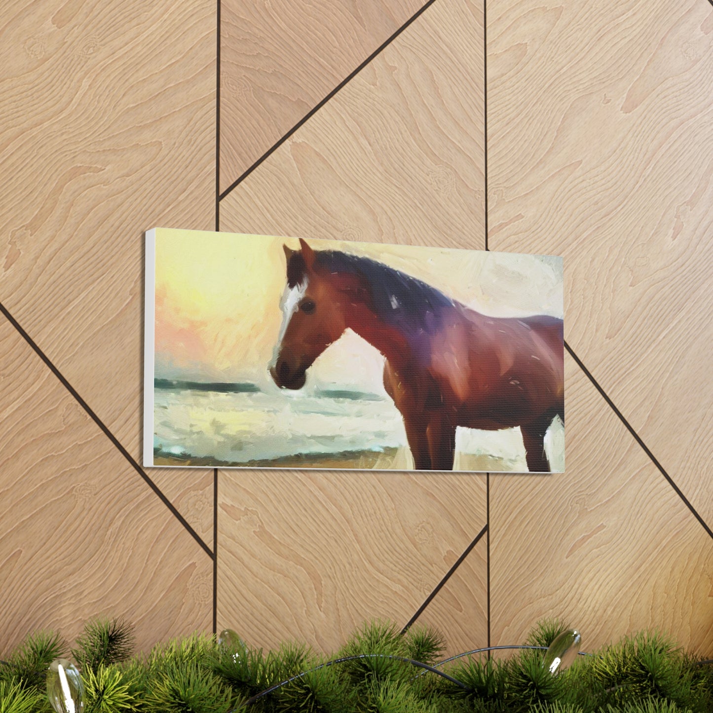 Horse wall art, beach wall art, ocean art, Canvas Gallery Wraps, Horse Beach, Sunset Beach - SaviTraviDesigns