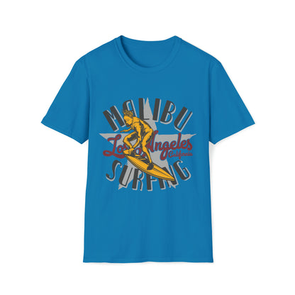 Malibu Surfing, Beachwear Graphics, Tropical T-Shirt Designs, Ocean-Inspired Shirts, Surfing Graphics, Sun and Sand Apparel, Summer Wardrobe Essentials - SaviTraviDesigns