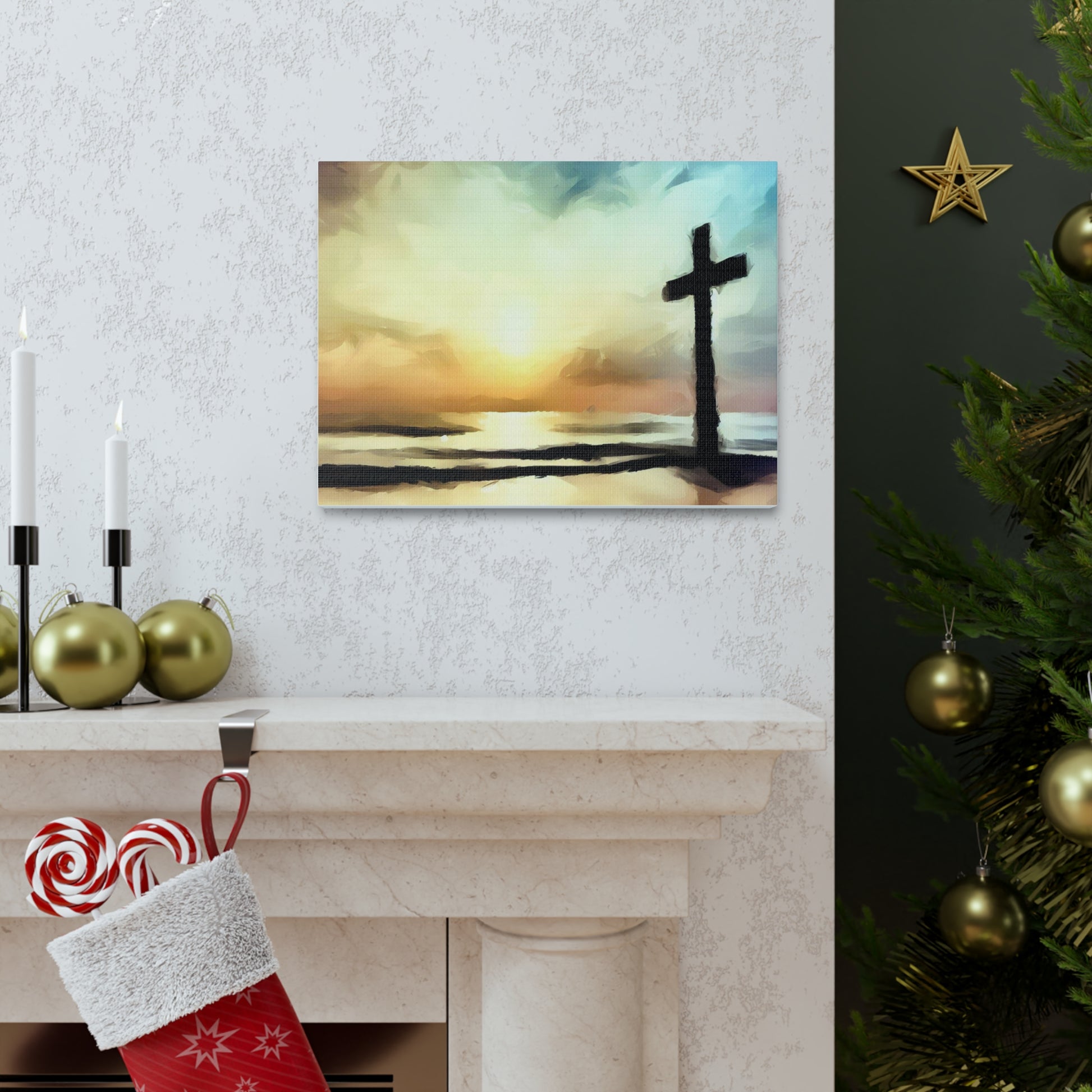 Christian wall art, Cross wall art, Beach art, ocean art, Canvas Gallery Wraps - SaviTraviDesigns