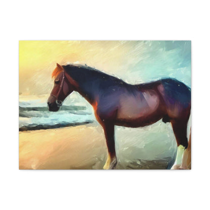 Horse wall art, Beach wall art, ocean art, Canvas Gallery Wraps, Horse Beach, Sunset Beach - SaviTraviDesigns