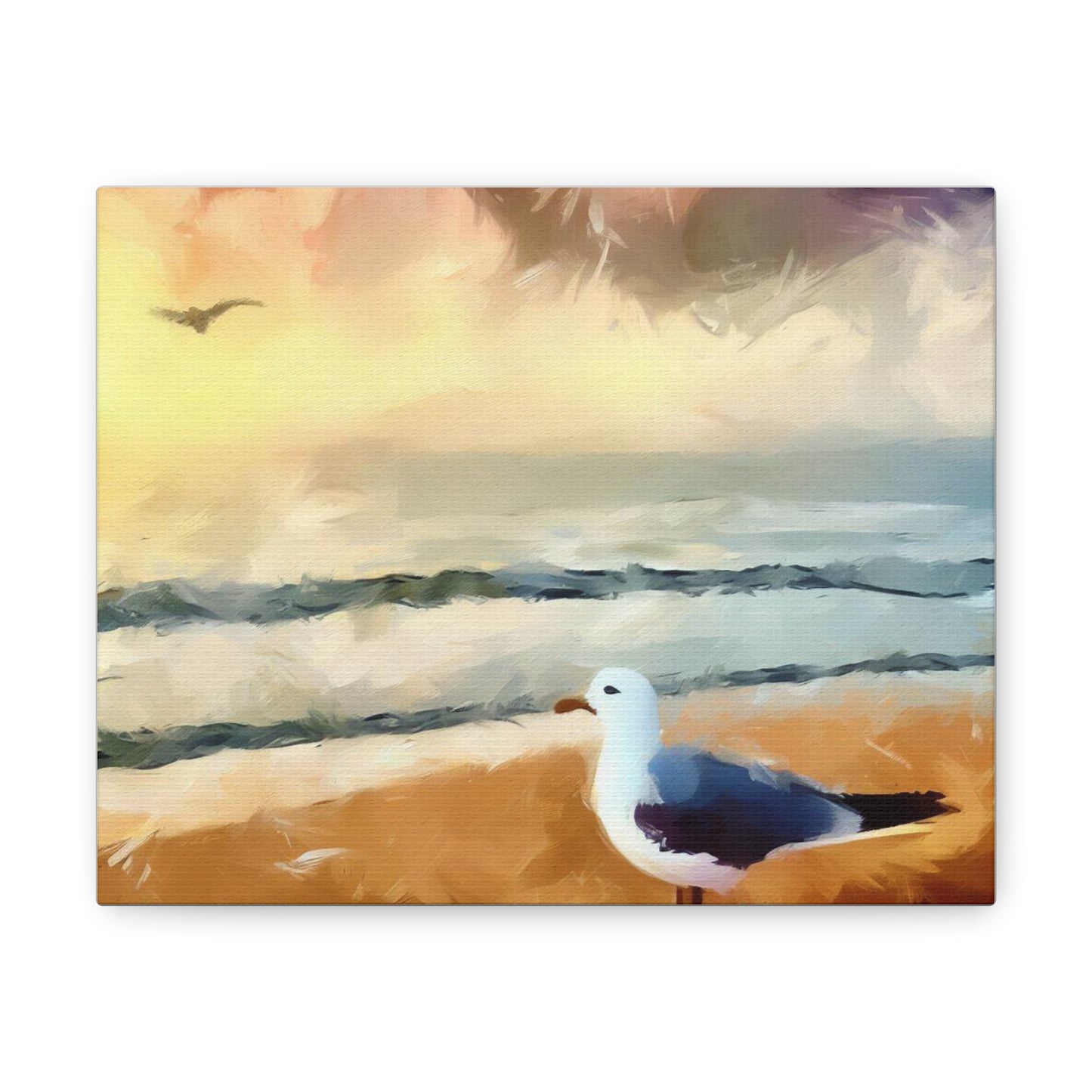 Seagull Painting, Beach wall art, Ocean Wall Art, Canvas Gallery Wraps 10″ x 8″ Premium Gallery Wraps (1.25″)