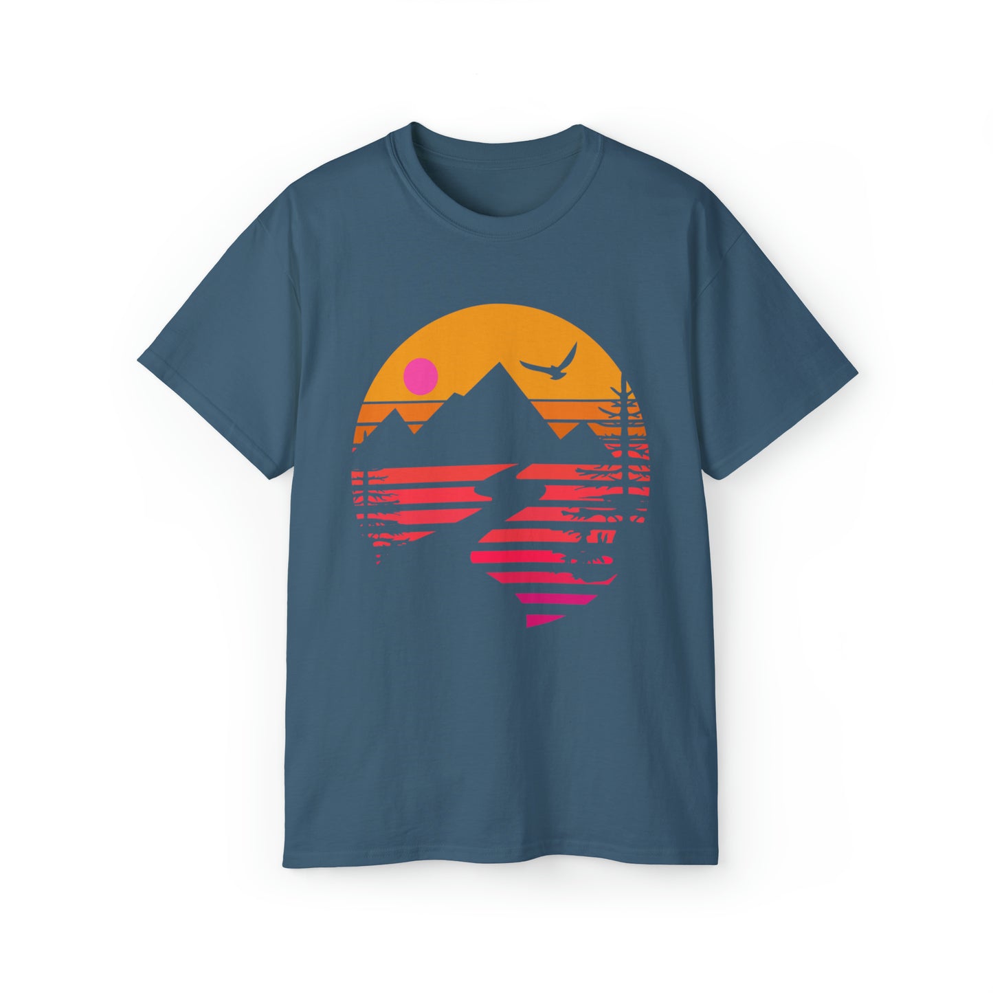 Mountain Stream Adventure Shirt | Hiking & Camping Tee | Nature-Inspired Outdoor Apparel Indigo Blue