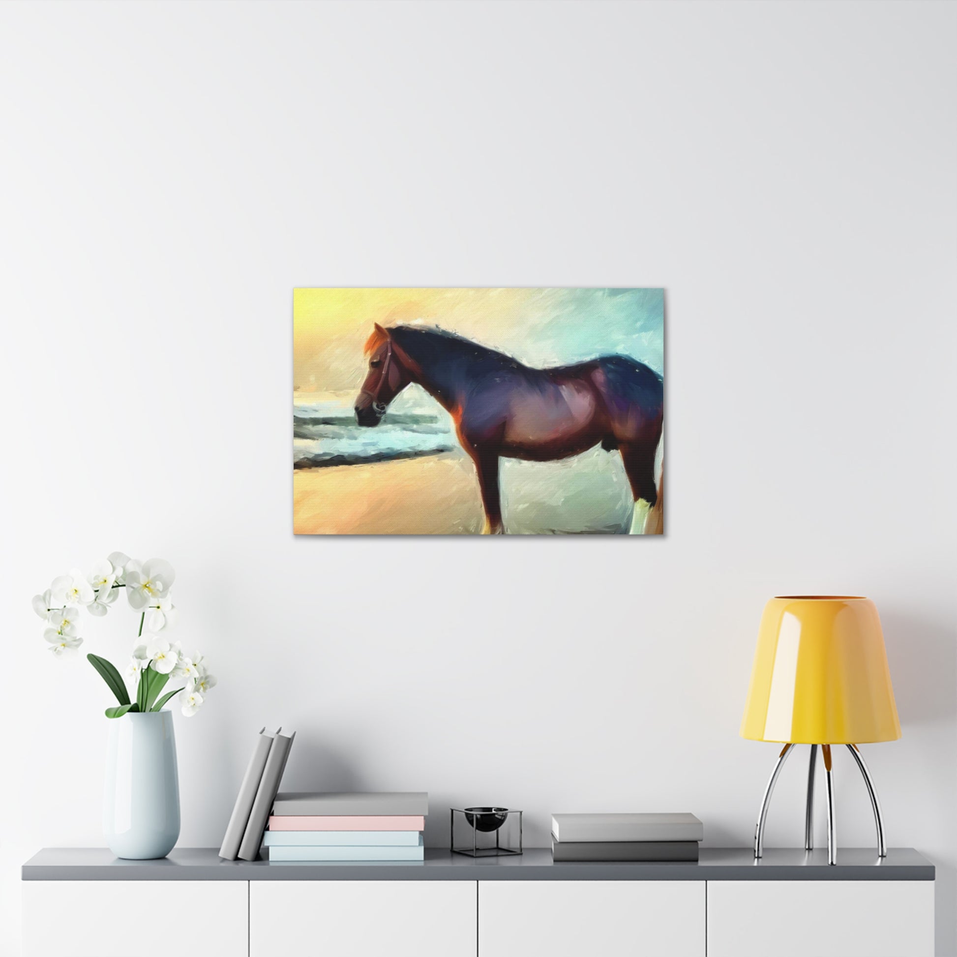 Horse wall art, Beach wall art, ocean art, Canvas Gallery Wraps, Horse Beach, Sunset Beach - SaviTraviDesigns