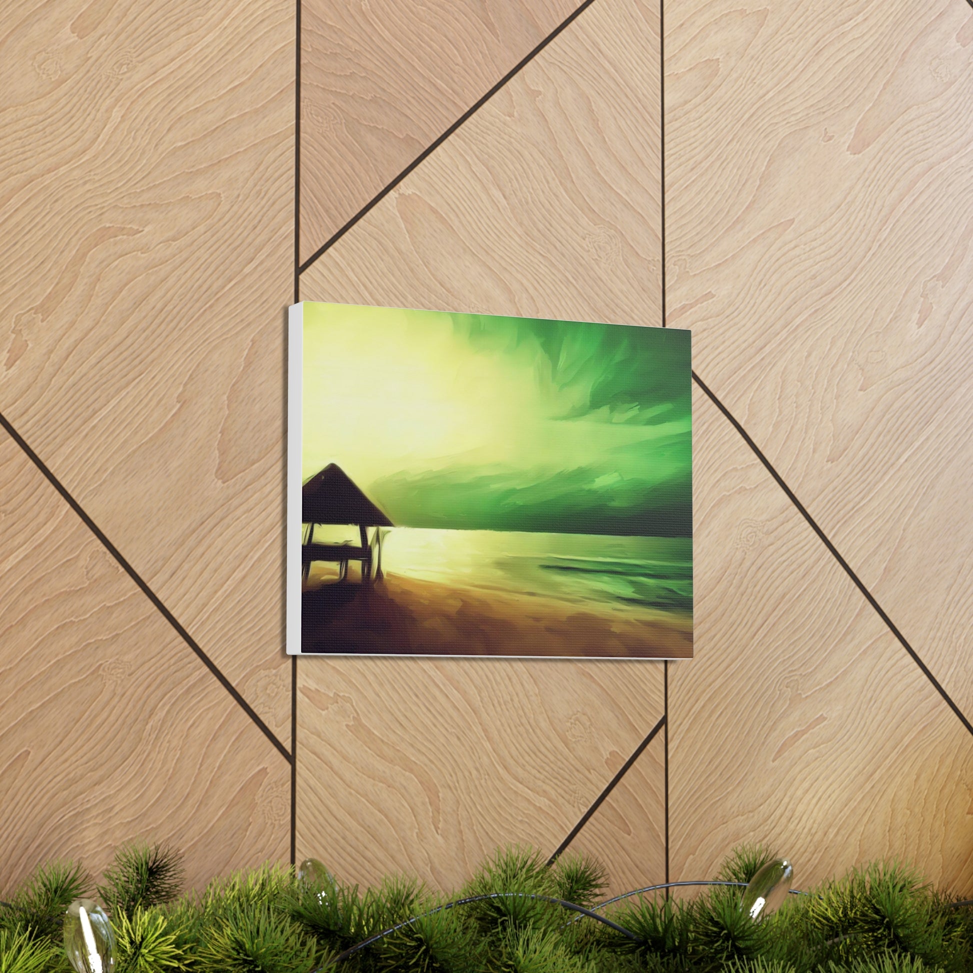 Green Sunset, Beach art, ocean art, beach wall art, Canvas Gallery Wraps